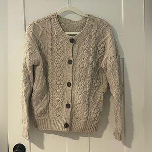 Olive Clothing Co- cream bubble cable cardigan